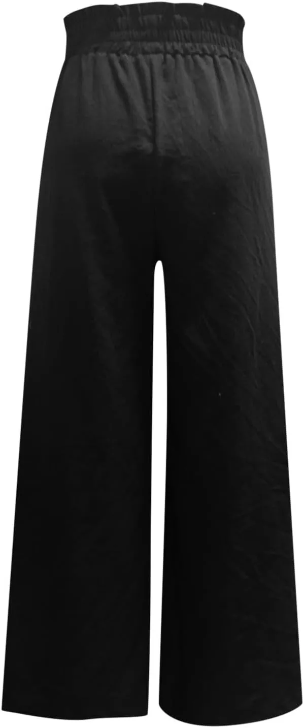 Wide Leg Pants for Women High Waisted Palazzo Pants Work Casual Flowy Tie Knot Loose Trousers with Pockets 2025