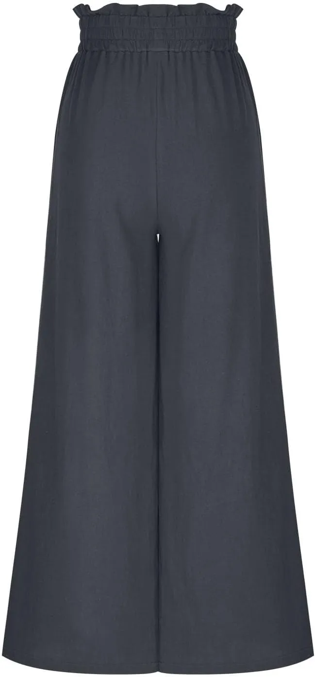 Wide Leg Pants for Women High Waisted Palazzo Pants Work Casual Flowy Tie Knot Loose Trousers with Pockets 2025
