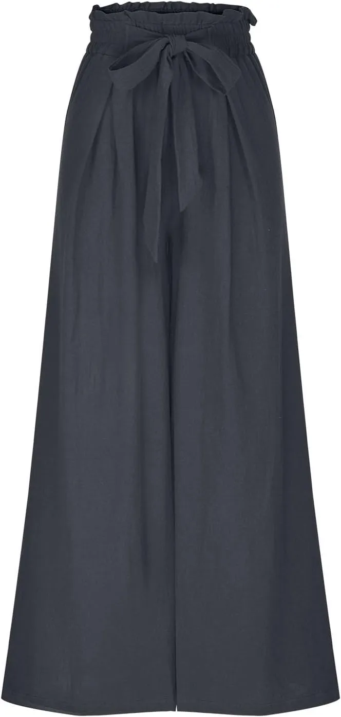 Wide Leg Pants for Women High Waisted Palazzo Pants Work Casual Flowy Tie Knot Loose Trousers with Pockets 2025