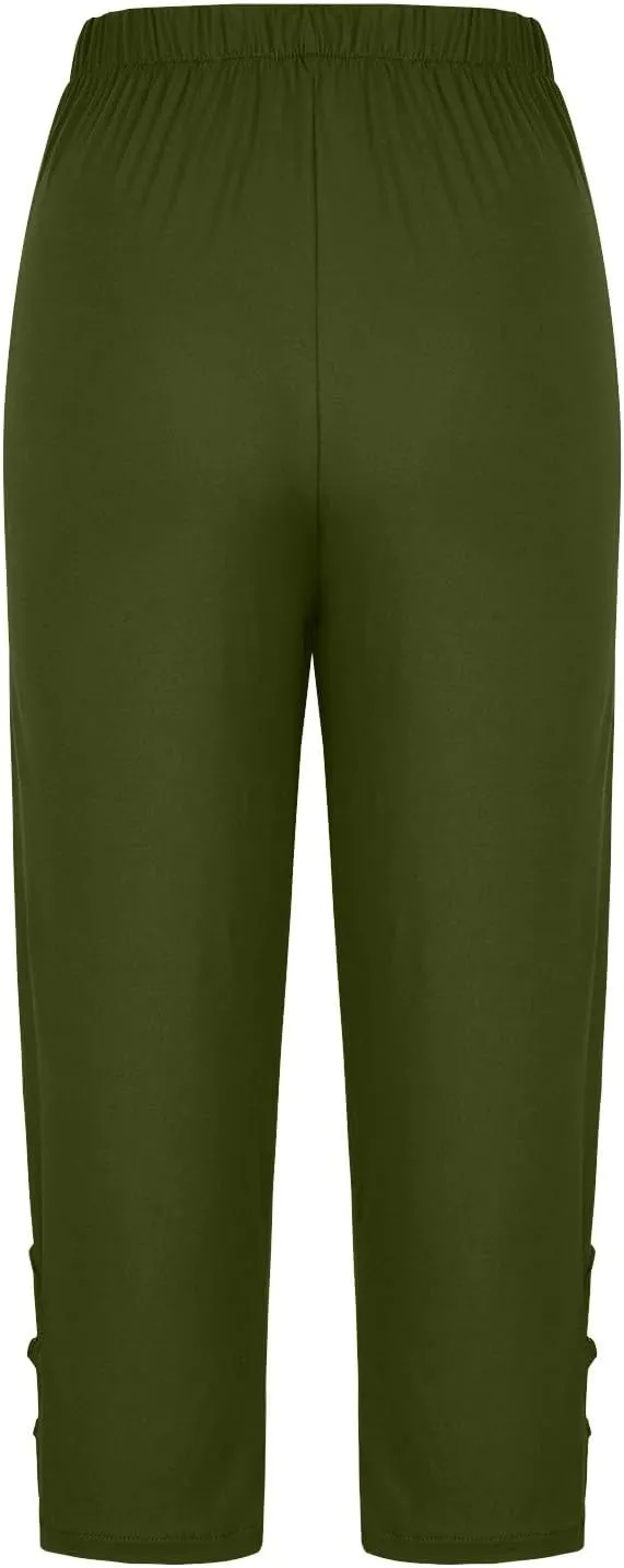 Women Cropped Leggings 3/4 Length Pants Hollow Out Trousers Yoga Gym Legging Cotton High-Waisted Bottoms Joggers
