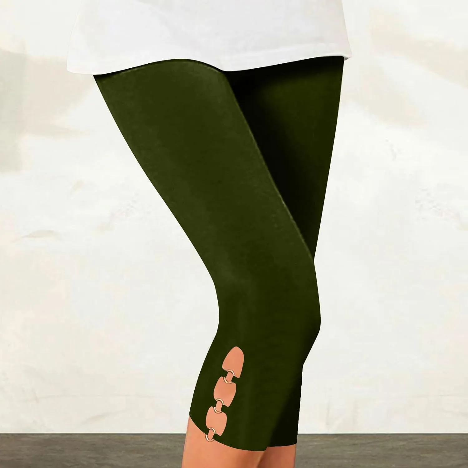 Women Cropped Leggings 3/4 Length Pants Hollow Out Trousers Yoga Gym Legging Cotton High-Waisted Bottoms Joggers