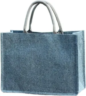 Women Linen Tote Simple Fashion Large Capacity Female Handbag Shopping Portable Cosmetic Bag