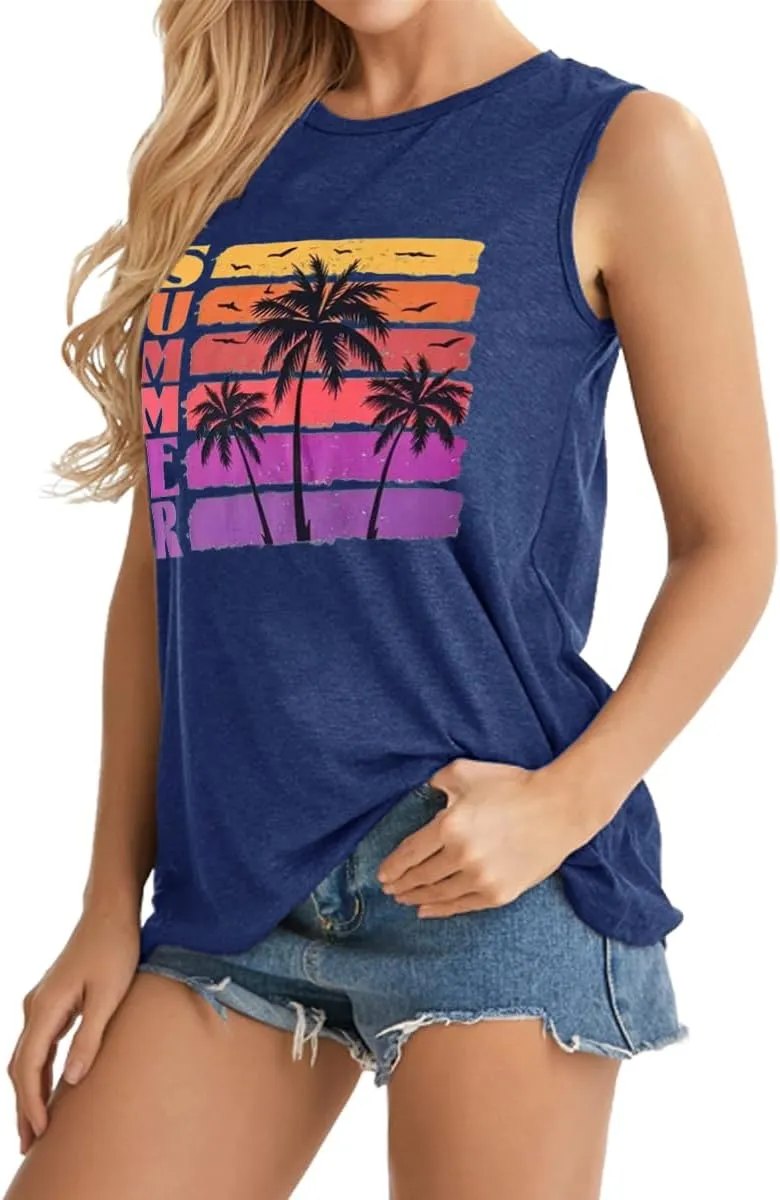 Women No One Likes A Shady Beach Tank Tops Summer Tees Funny Graphic Loose Sleeveless Novelty Holiday Shirt