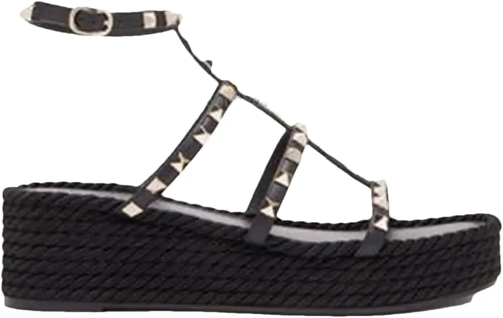 Women Platform Sandals Espadrille Ankle Strappy Leather Thick Sole Sandal Summer Beach Causal Dress Shoes