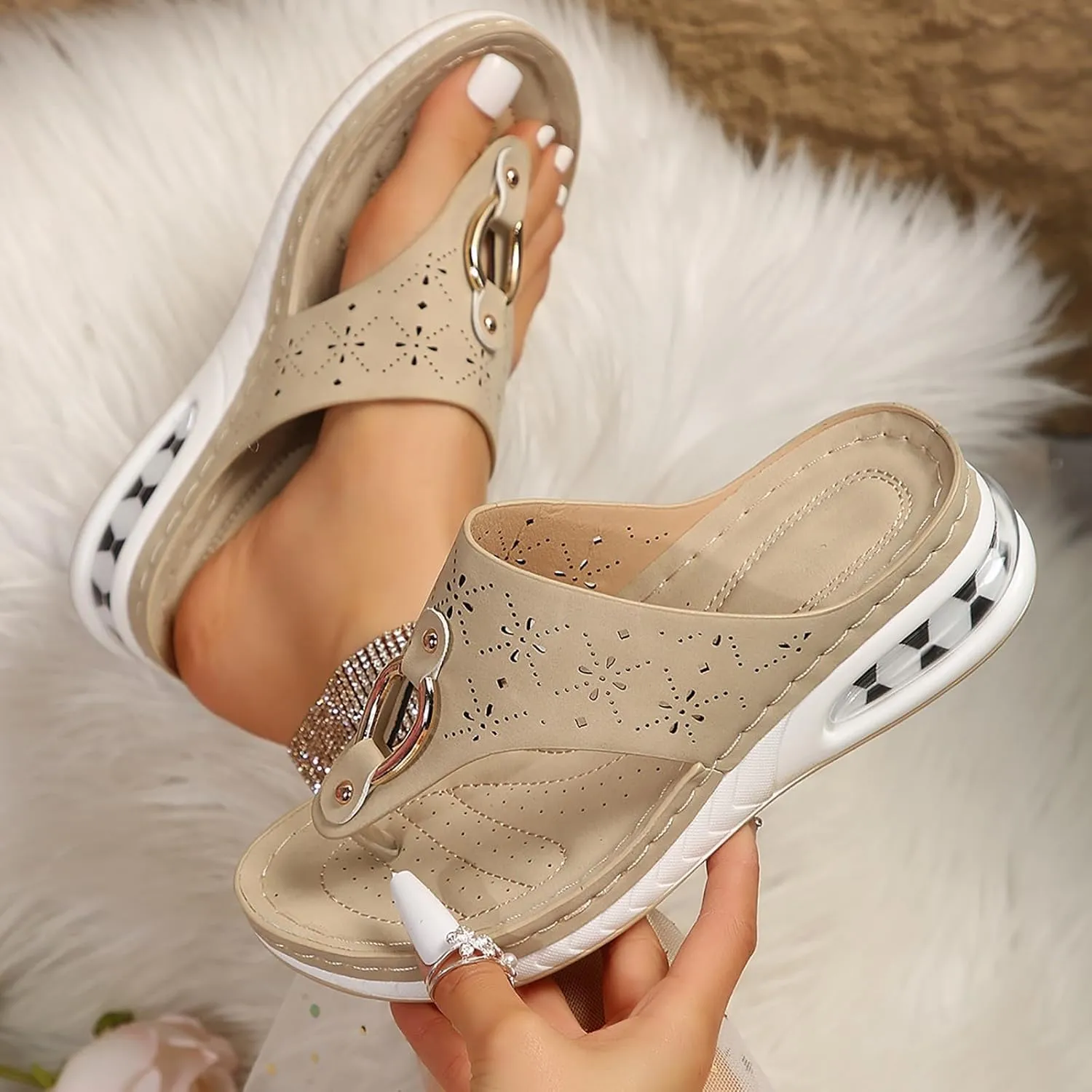 Women Sandals Comfy Slider T Open Women Summer Support Slip On Flip Flops Wedges With Arch Womens Slide Sandal Athletic