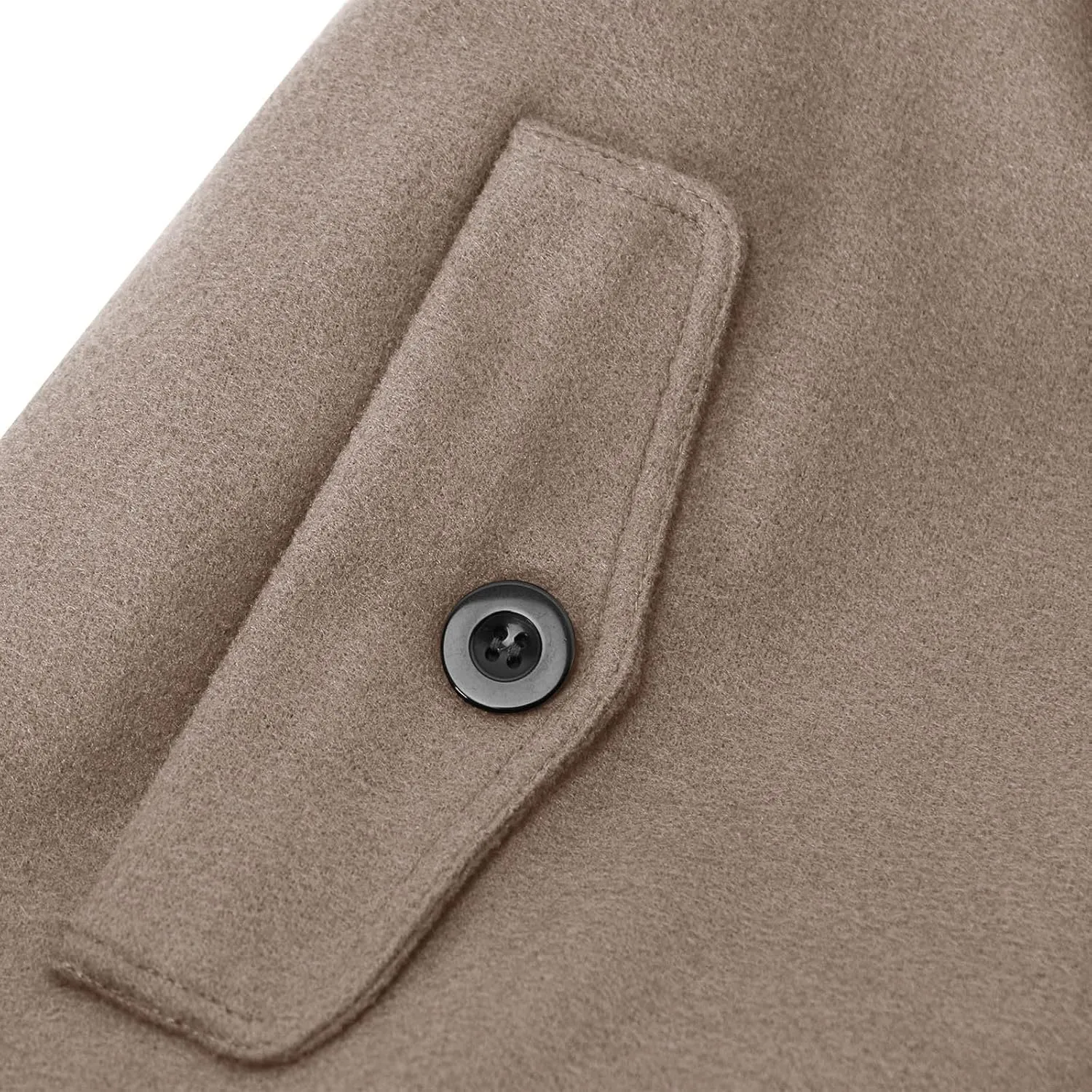 Women Single Breasted Long Trench Coat Windproof Classic Soft Slim Overcoat with Belt Wool Blend Warm Lapel Pea Coat