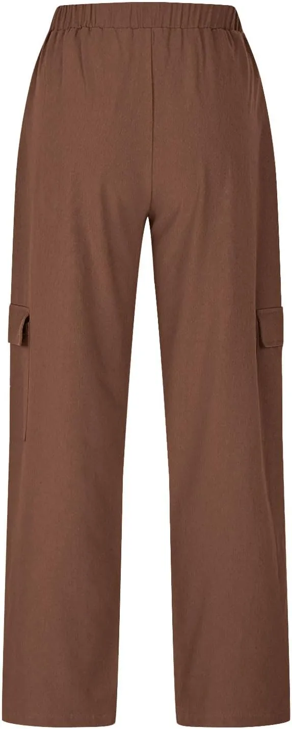 Women Wide Leg Sweatpant Fashion Solid Color Baggy Casual Comfy Harem Pants Drawstring Elastic Waist Cargo Trouser