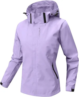 Women Windbreaker Jackets Fashion Solid Color Windproof Hood Jackets Outdoor Sport Hiking Rain Jacket Hoodies Tops