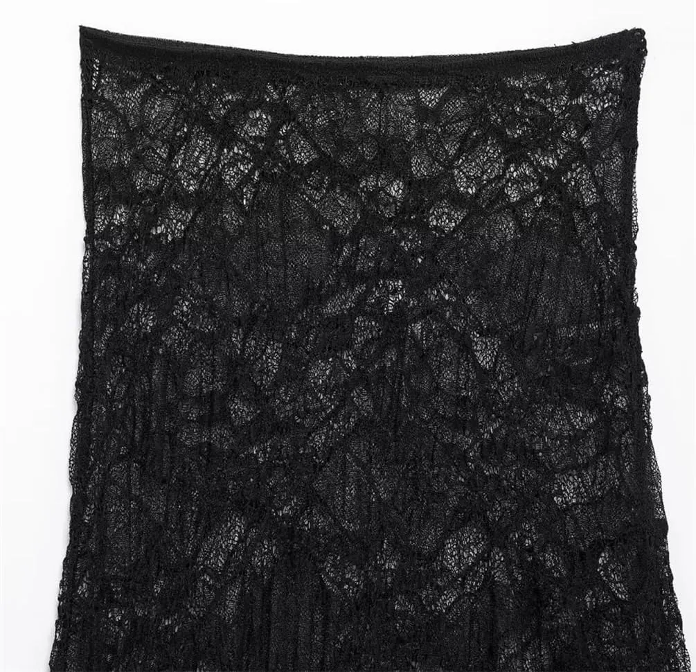 Womens Asymmetric Hem Lace Midi Skirt Office A-Line Solid Vintage Silk Skirt