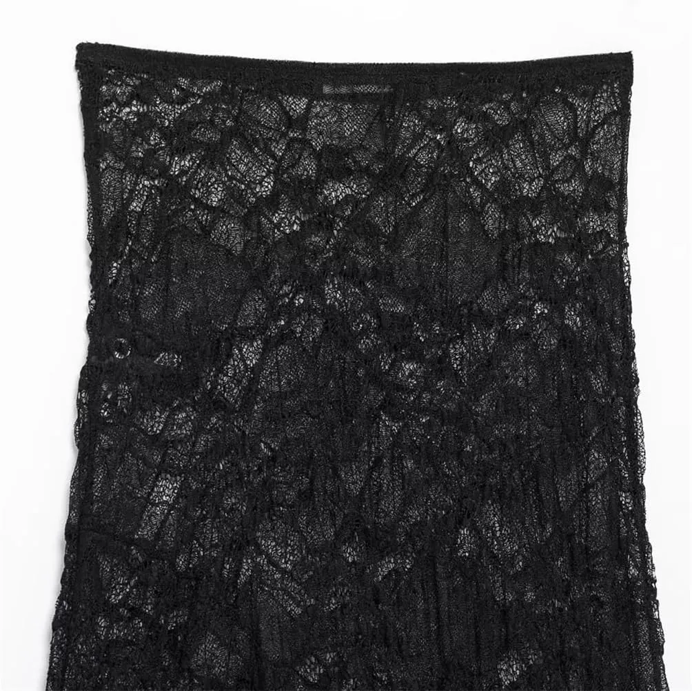 Womens Asymmetric Hem Lace Midi Skirt Office A-Line Solid Vintage Silk Skirt