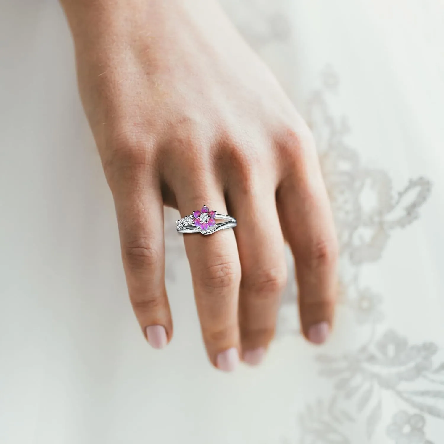 Womens Bohemia Flower Rings Wedding Promise Bands Rings 925 Sterling Silver Knuckle Rings Valentine's Day Gifts