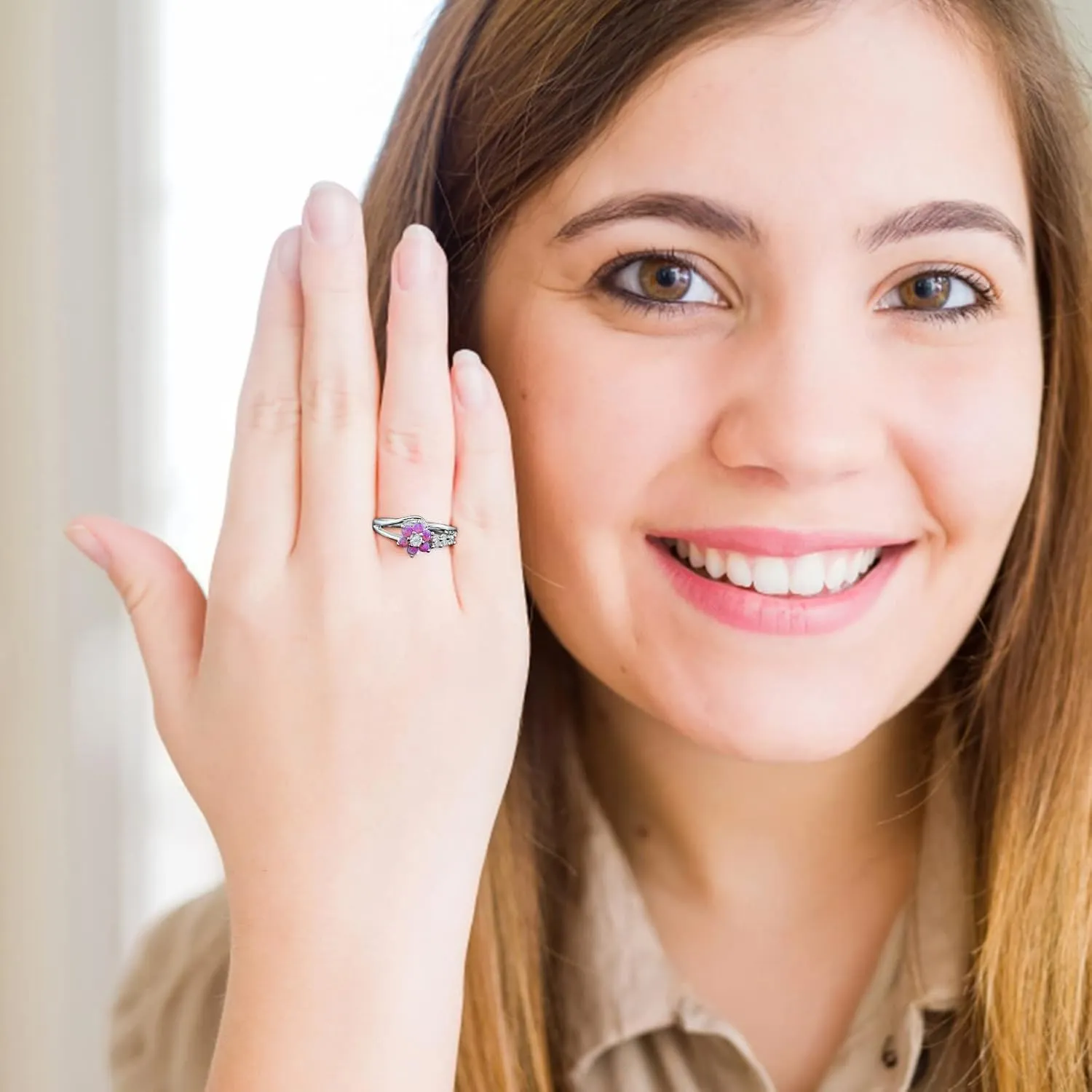 Womens Bohemia Flower Rings Wedding Promise Bands Rings 925 Sterling Silver Knuckle Rings Valentine's Day Gifts