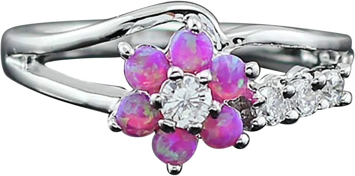 Womens Bohemia Flower Rings Wedding Promise Bands Rings 925 Sterling Silver Knuckle Rings Valentine's Day Gifts