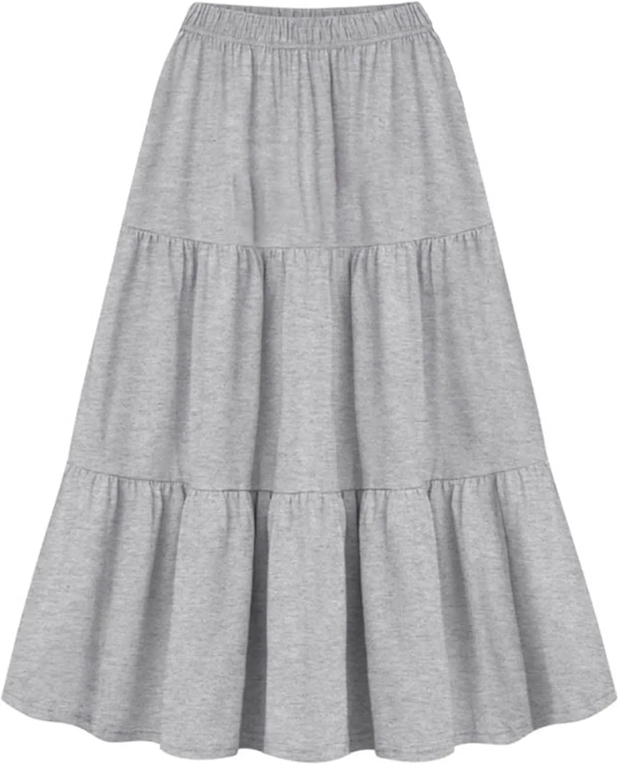 Womens Fashion 2024 Spring Summer Boho Elastic Long Skirts High Waist Pleated A Line Tiered Swing Midi Skirt