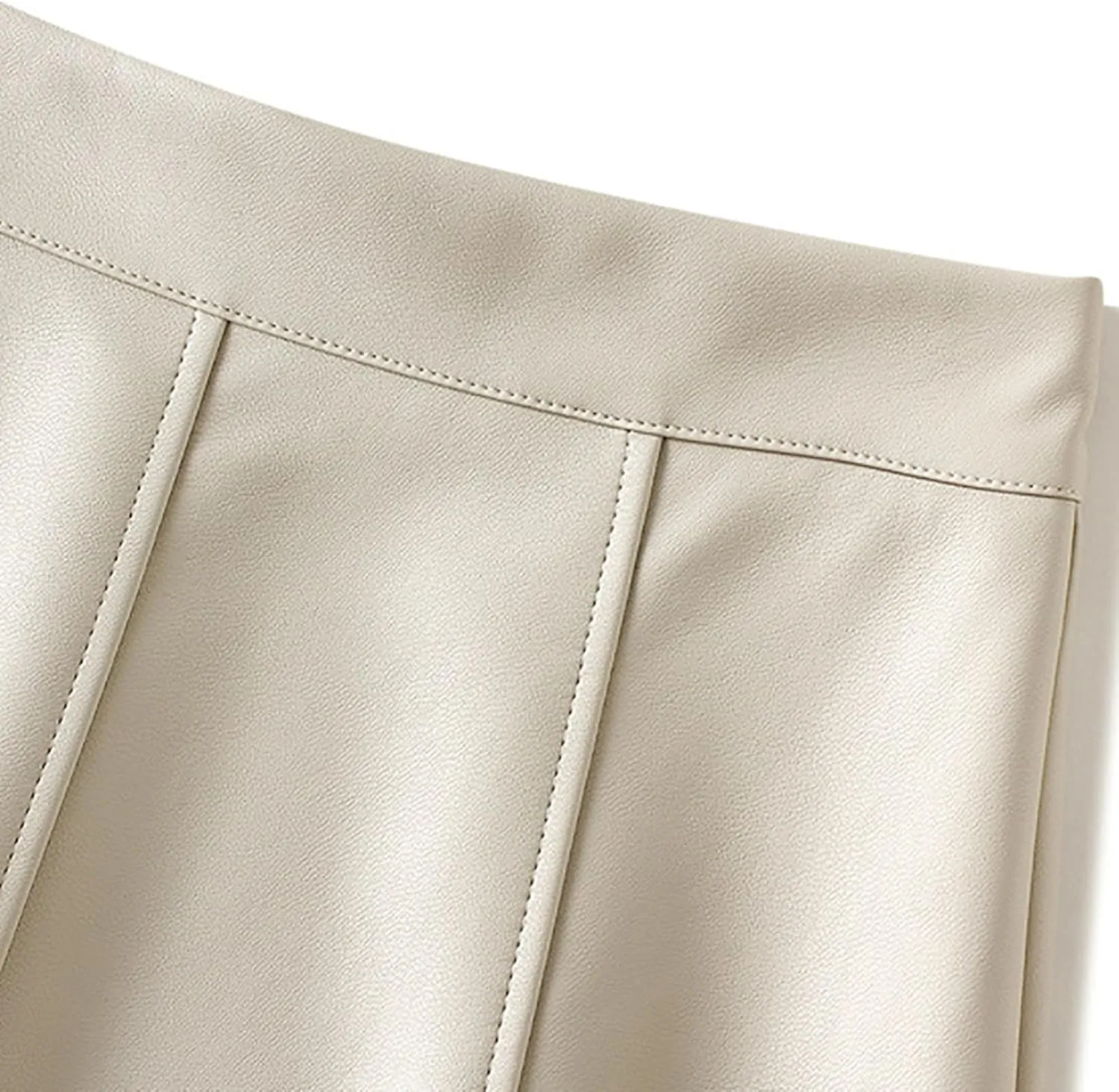 Women's Faux Leather Skirt High Waist Pleated Flare Midi Skirt Bodycon Wrap Midi Hip Skirts A Line Swing Skirts