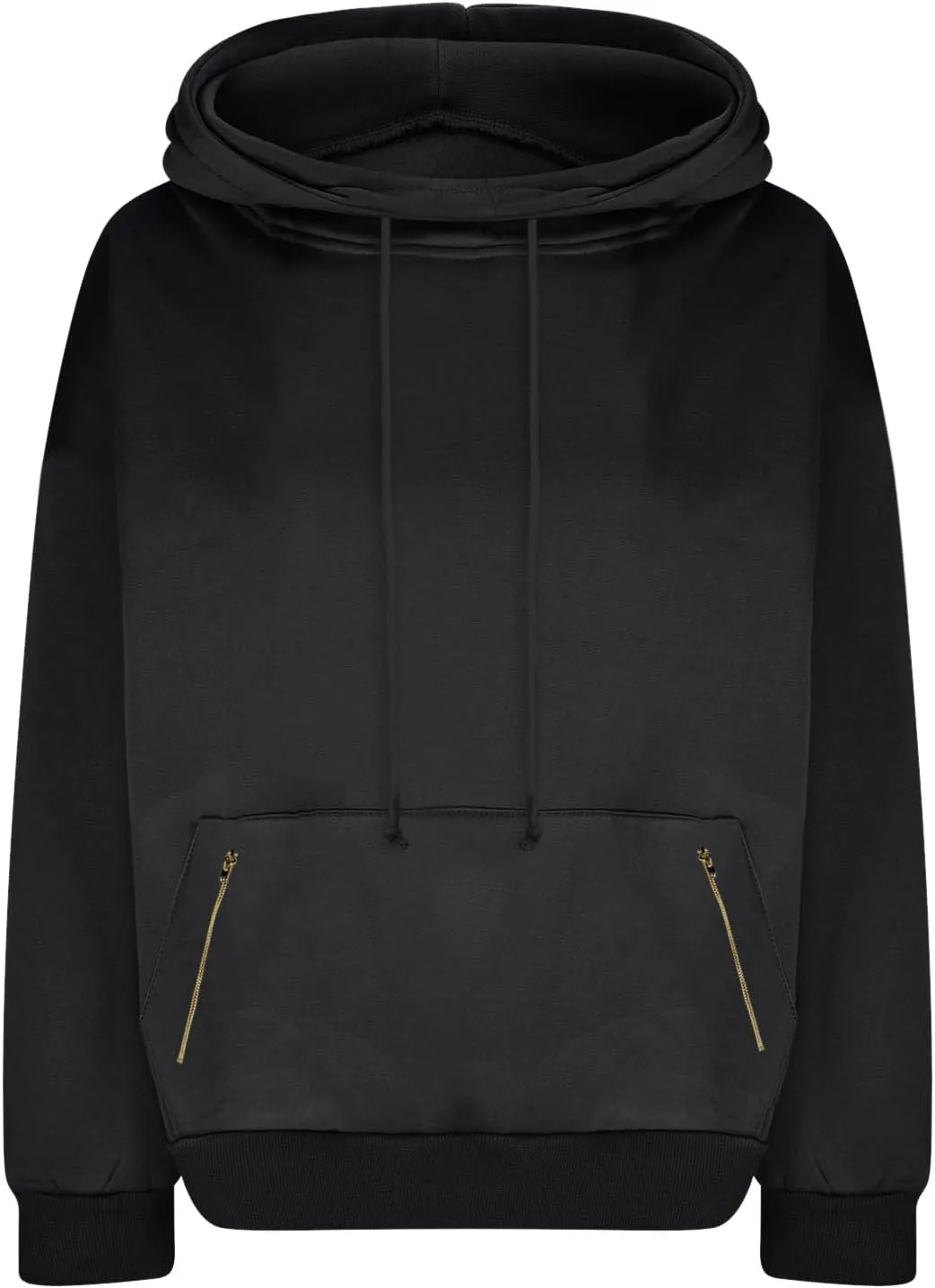 Womens High Collar Hoodies Plain Long Sleeve Pullover Classic Fit Soft Sweatshirts Daily Dressy Casual Tops