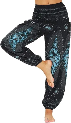 Women's Hippie Harem Pants Baggy Breathable Retro Flower Pattern Summer Pants Yoga Pants Aladdin Pants Trousers
