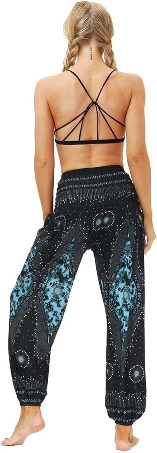 Women's Hippie Harem Pants Baggy Breathable Retro Flower Pattern Summer Pants Yoga Pants Aladdin Pants Trousers