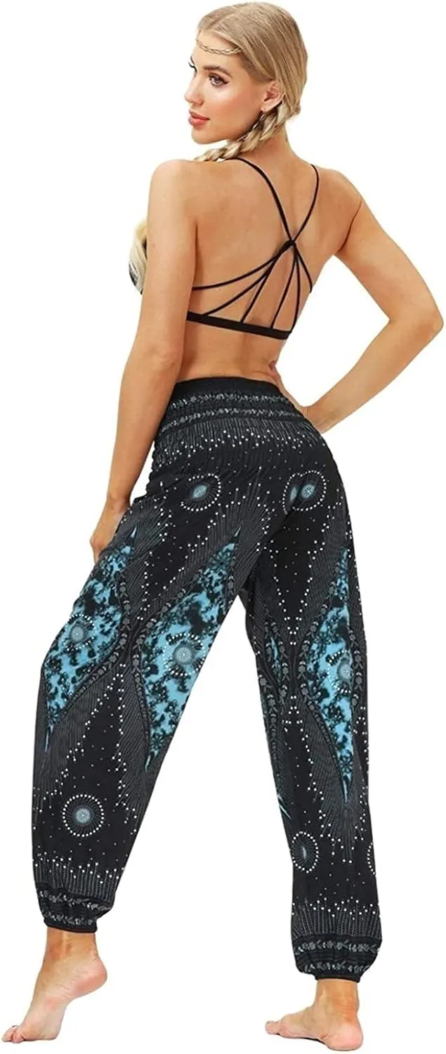 Women's Hippie Harem Pants Baggy Breathable Retro Flower Pattern Summer Pants Yoga Pants Aladdin Pants Trousers