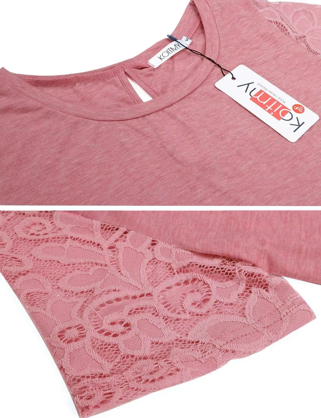 Women's Lace Short Sleeve Round Neck T-Shirt Casual Blouse Tunics Tops