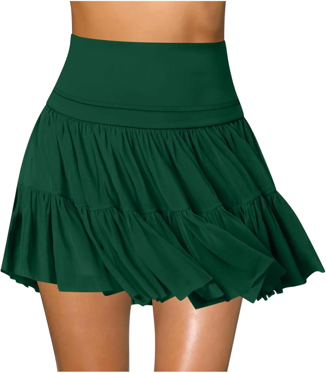 Women's Mini Skirt Skort Flowy Pleated High Waisted Ruffle Tennis Skirts for Women Athletic Skater Golf with Shorts