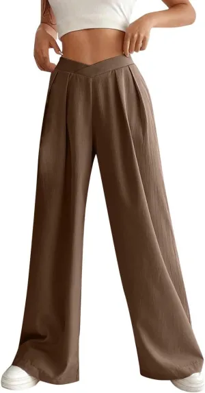 Womens Pants Loose Fit Pants for Women Work Out Gym High Cut Flare Wide Leg Summer Fall Pants 2025