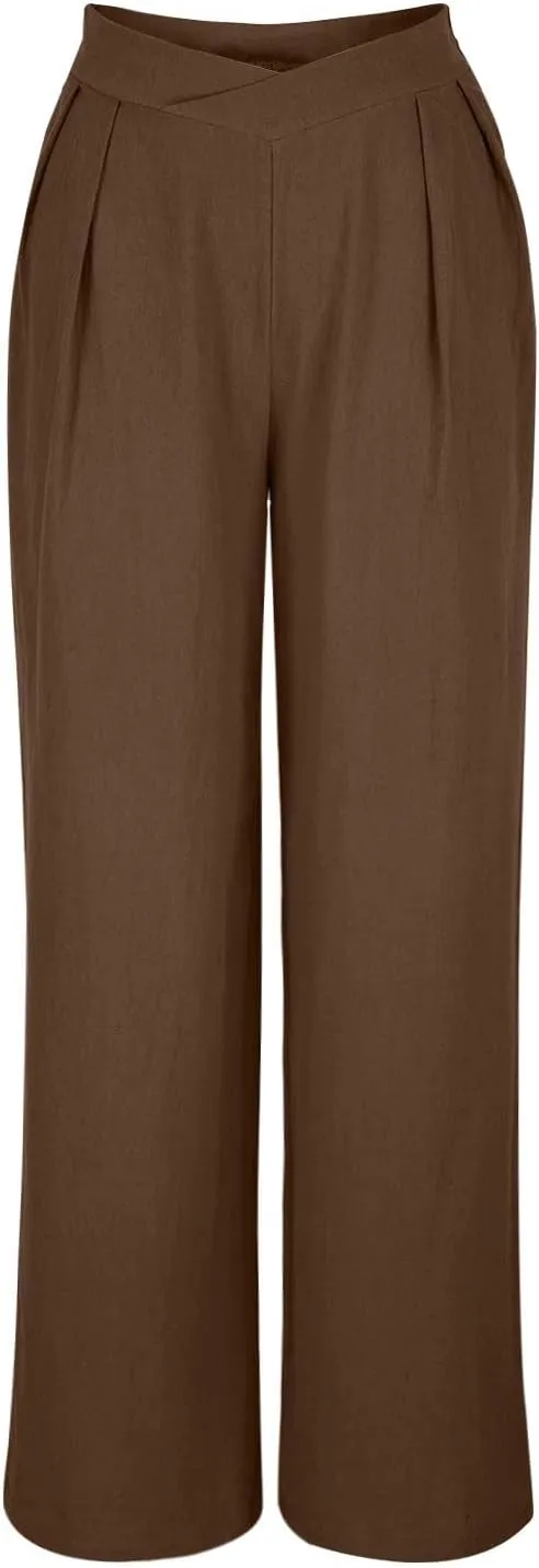 Womens Pants Loose Fit Pants for Women Work Out Gym High Cut Flare Wide Leg Summer Fall Pants 2025