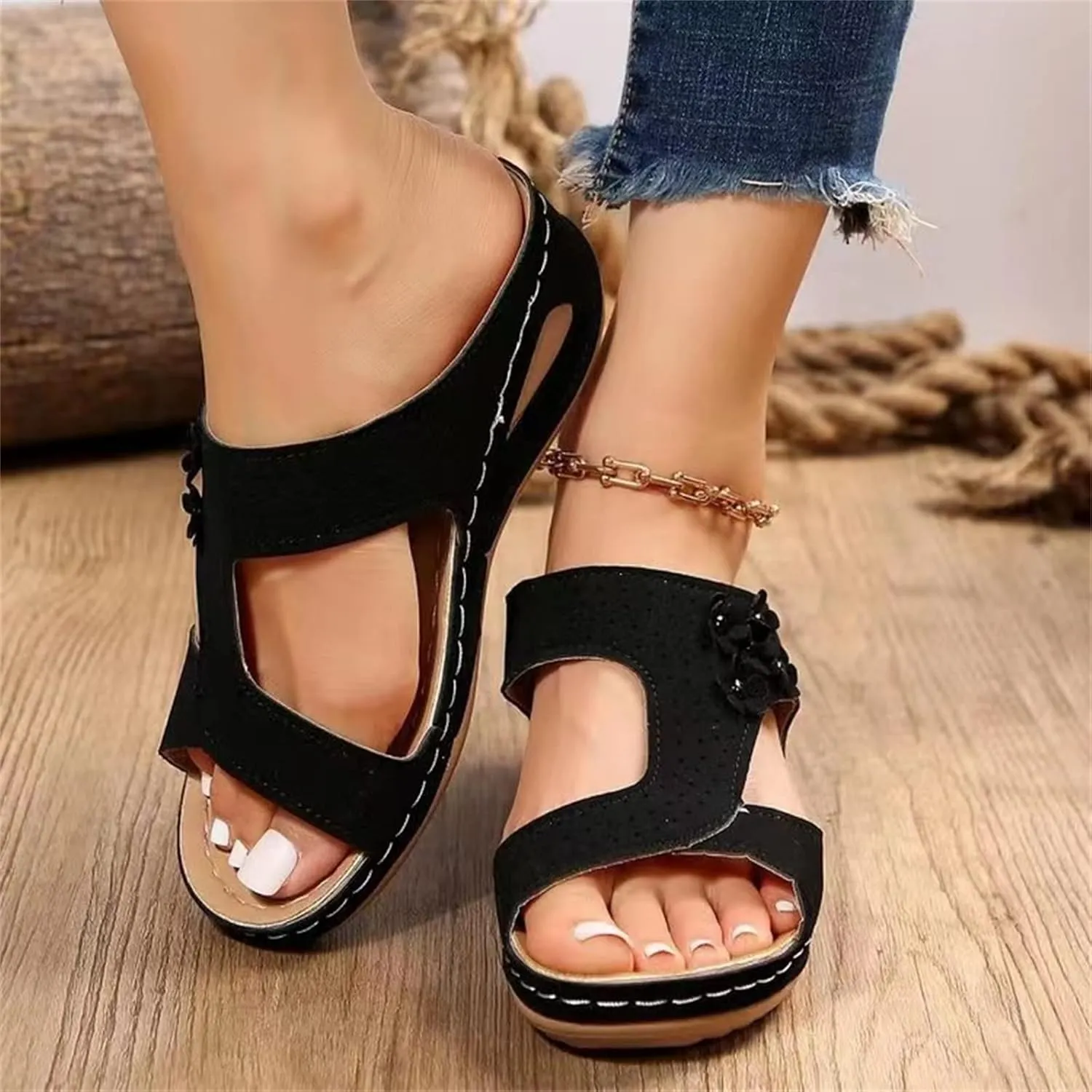 Women's Sandals Comfortable Cute Orthotic Slides Orthopedic Slippers Dressy Summer Beach Walking Flip Flops with Arch Support