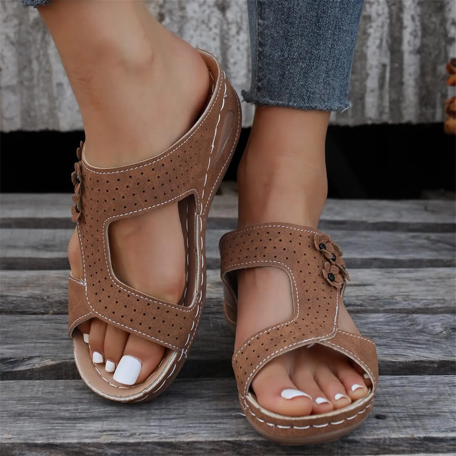 Womens Sandals Comfortable Support Orthopedic Slippers Slides Plantar Fasciitis Dressy Summer Casual Orthotic Flip Flops 2024