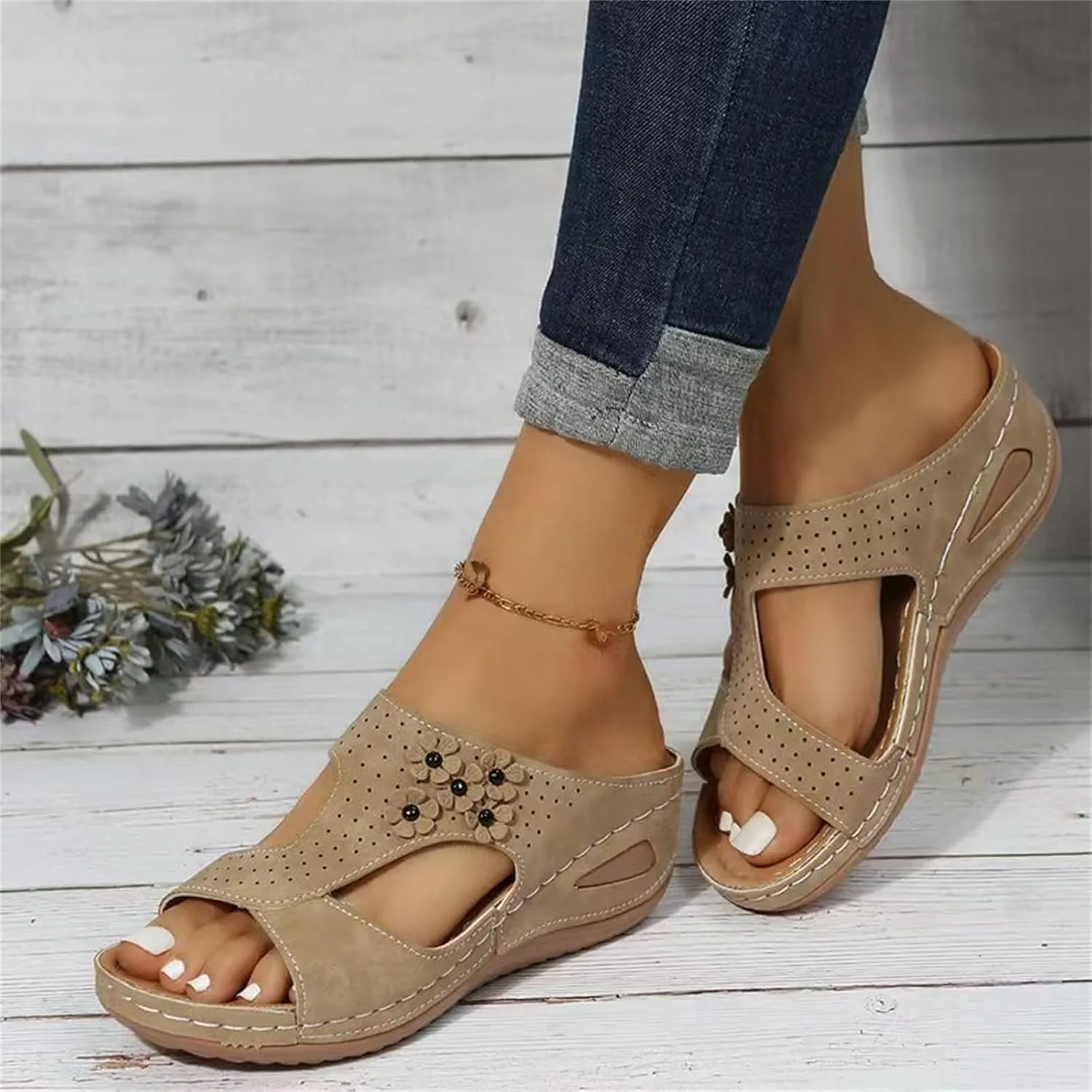 Womens Sandals Comfortable Support Orthopedic Slippers Slides Plantar Fasciitis Dressy Summer Casual Orthotic Flip Flops 2024