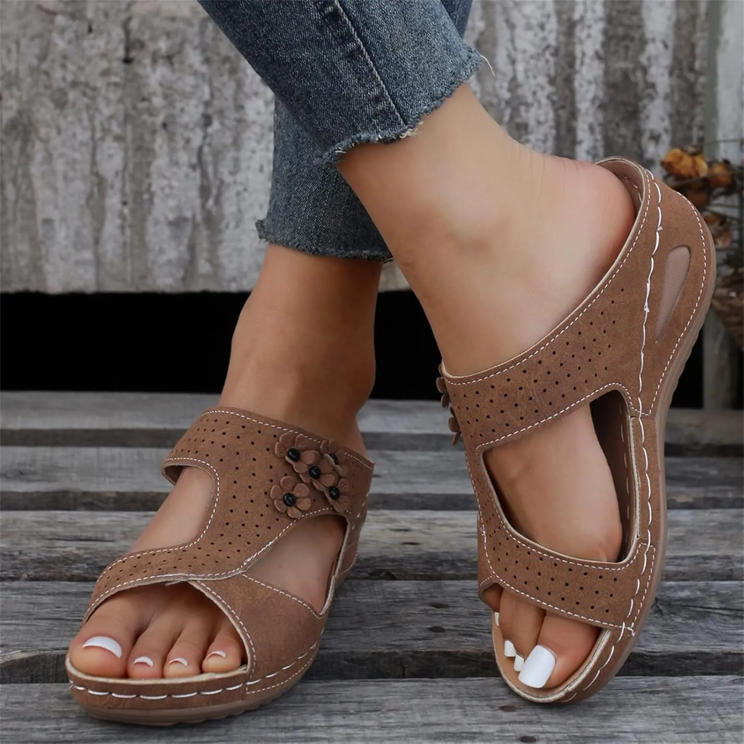 Womens Sandals Comfortable Support Orthopedic Slippers Slides Plantar Fasciitis Dressy Summer Casual Orthotic Flip Flops 2024