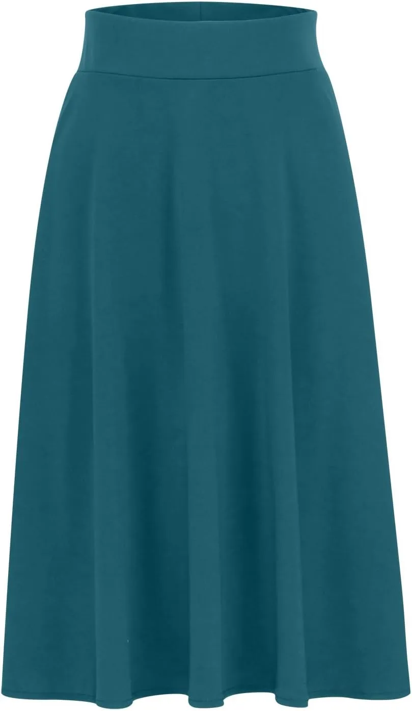 Women's Shirts Curved Hem Skirt Solid Color Classic High Waisted Skirt Plus Size Pleated Skirt Cozy Trendy Skirt