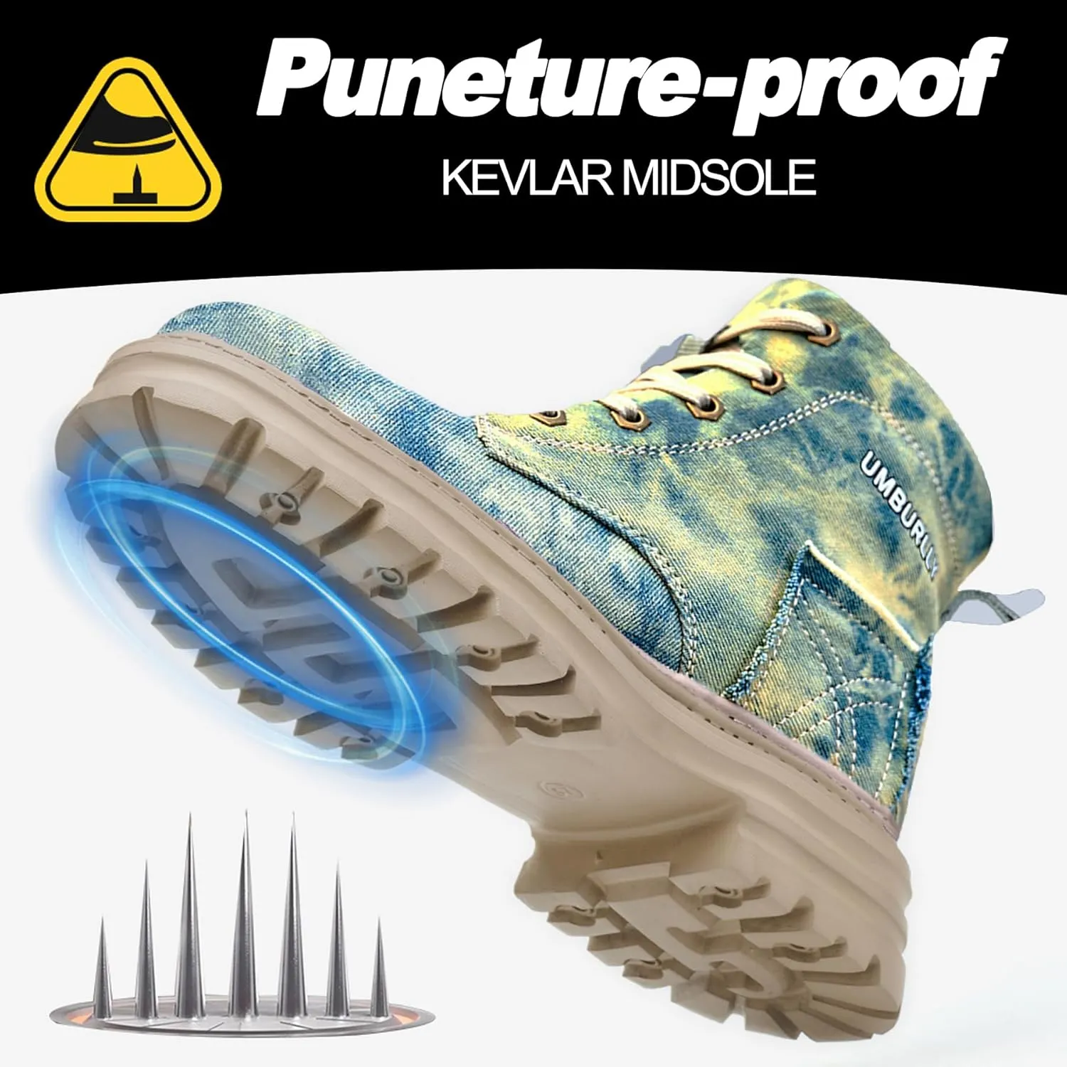 Women's Steel Toe Work Boots Comfortable Lightweight High-Top Safety Shoes with Non-Slip Shoes Puncture-Resistant Design & Durable Construction