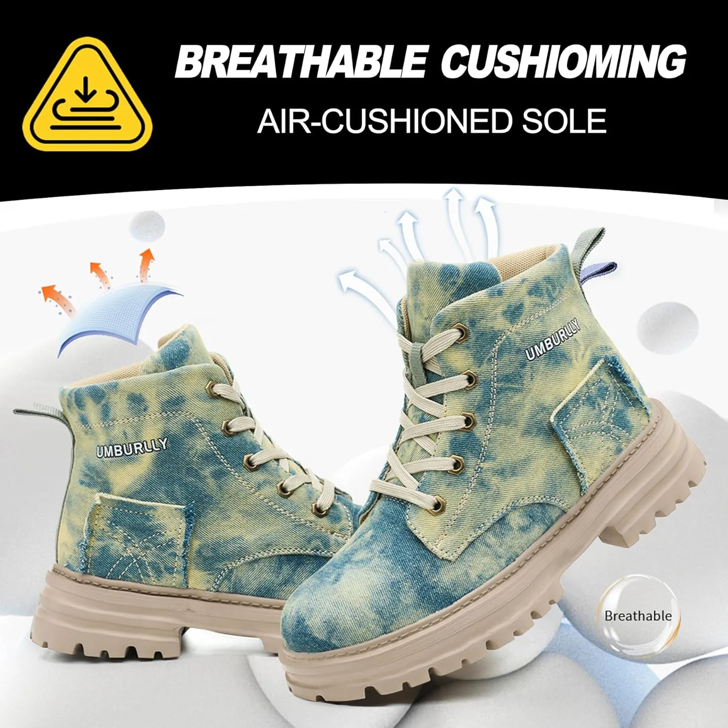 Women's Steel Toe Work Boots Comfortable Lightweight High-Top Safety Shoes with Non-Slip Shoes Puncture-Resistant Design & Durable Construction