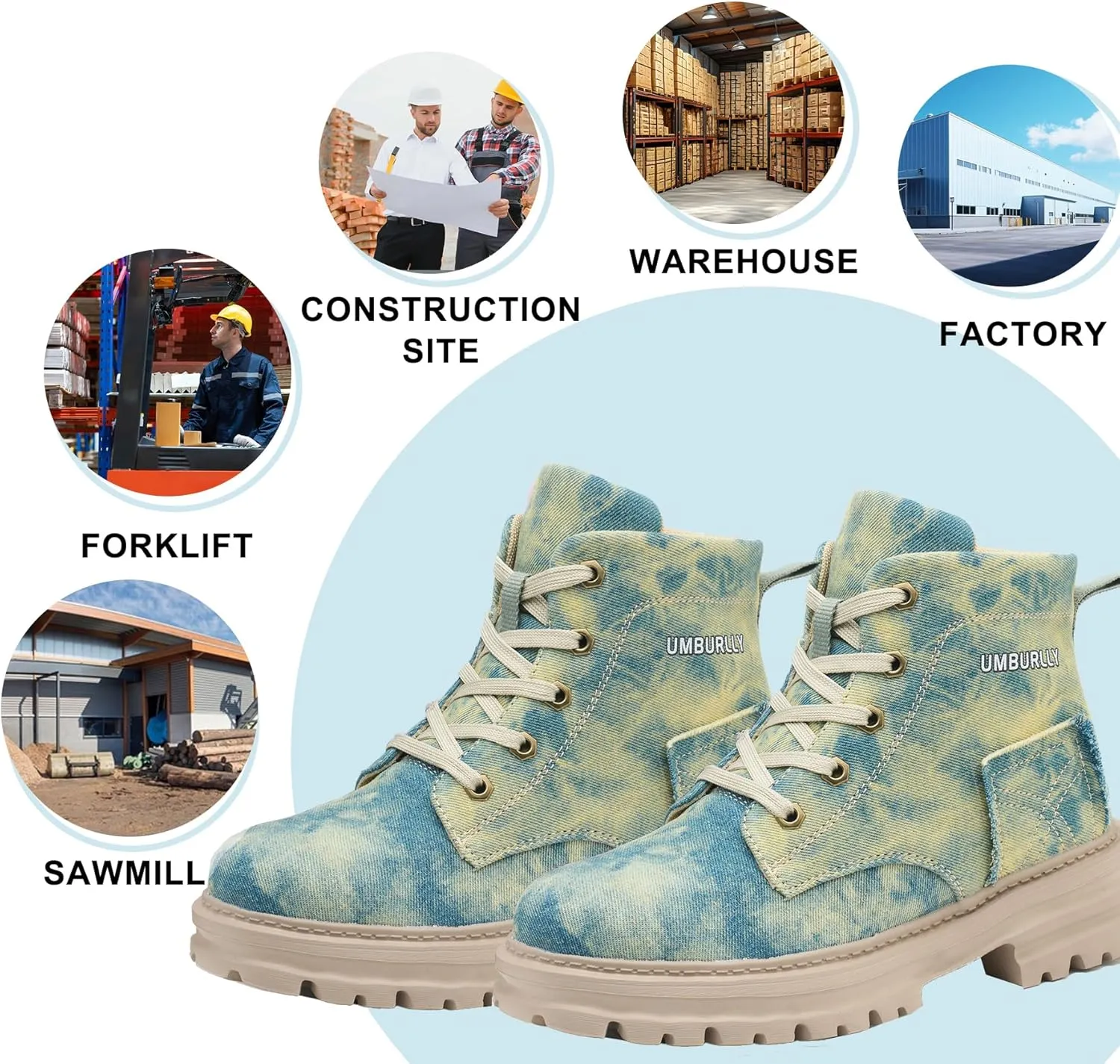 Women's Steel Toe Work Boots Comfortable Lightweight High-Top Safety Shoes with Non-Slip Shoes Puncture-Resistant Design & Durable Construction