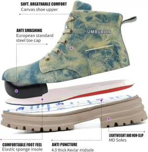 Women's Steel Toe Work Boots Comfortable Lightweight High-Top Safety Shoes with Non-Slip Shoes Puncture-Resistant Design & Durable Construction