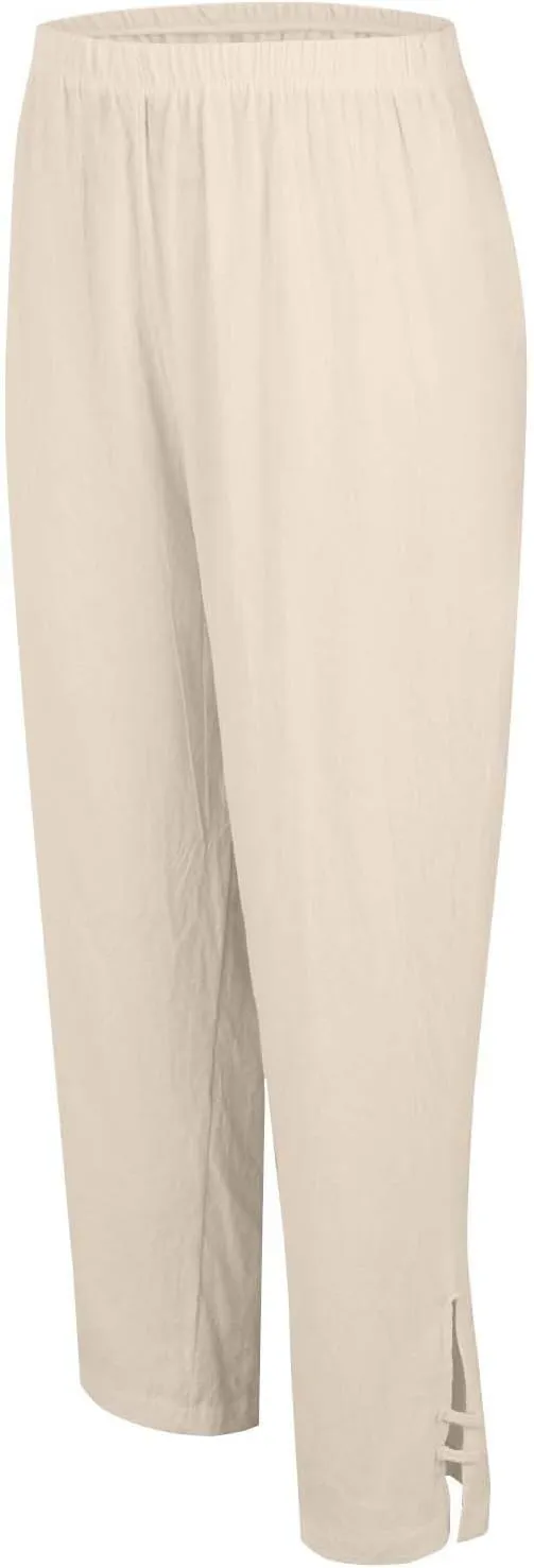 Women's Summer Cotton-Linen Pants Elastic & Paperbag Waist Plus Size Straight/Palazzo/Wide Leg Trousers with Pockets