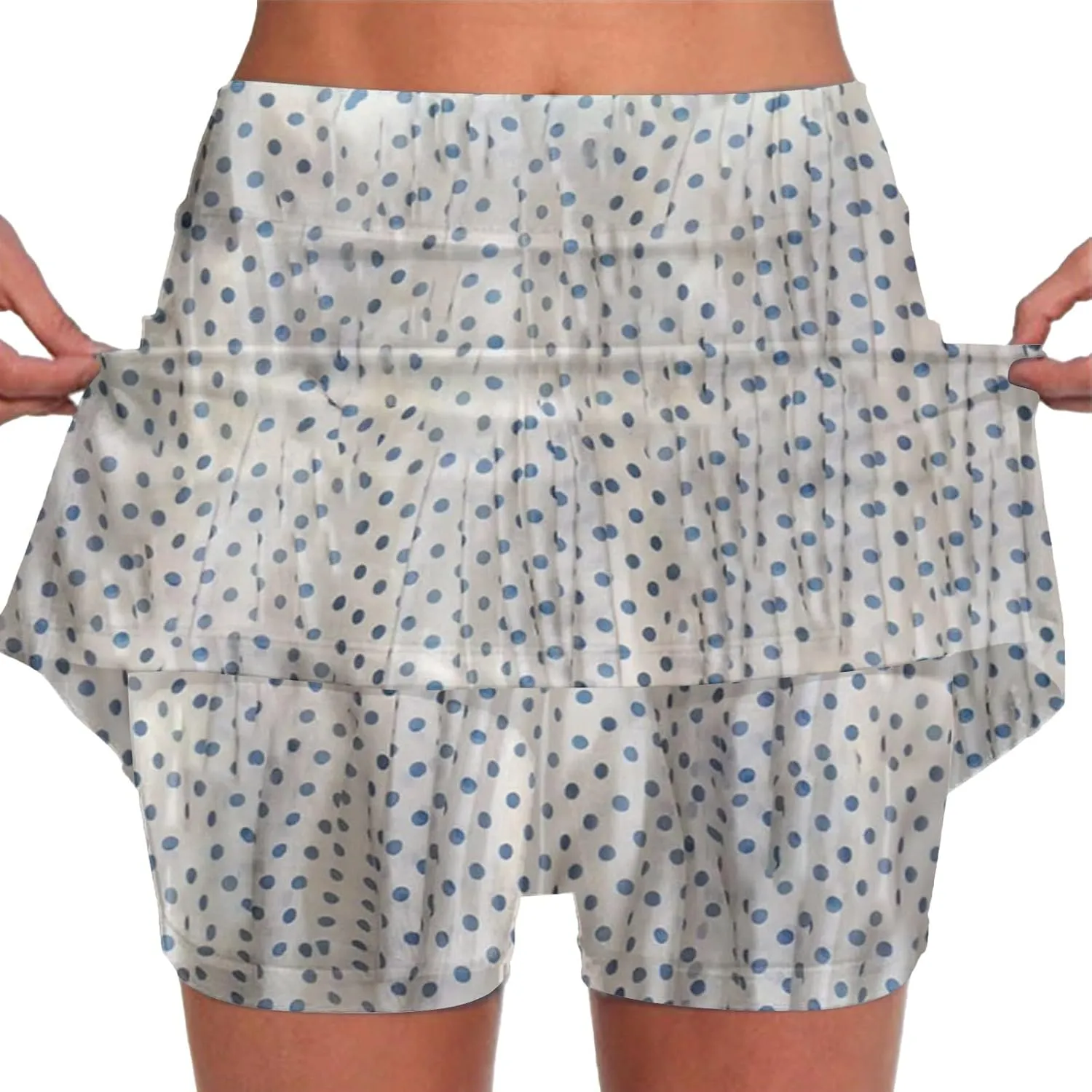 Women's Tennis Skorts Plus Size Polka Dot Printed Active Athletic Golf Skirts with Built in Shorts Workout 2 in 1 Activewear