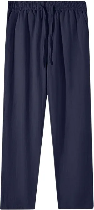 Women's Wide Leg Palazzo Capris Pants Linen Drawstring Cropped Pant Trousers Culottes Slacks Trouser Lounge Clothes