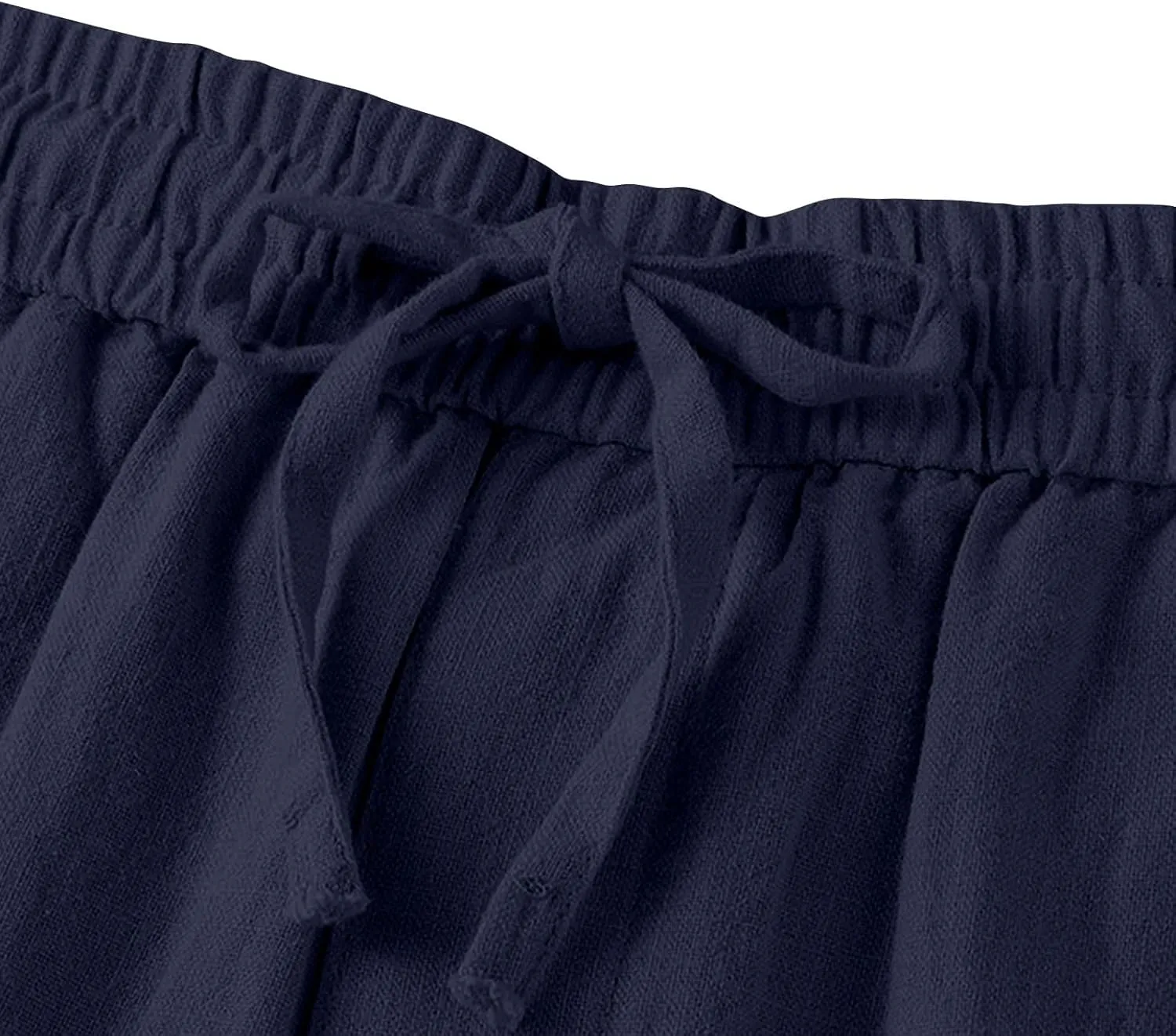 Women's Wide Leg Palazzo Capris Pants Linen Drawstring Cropped Pant Trousers Culottes Slacks Trouser Lounge Clothes