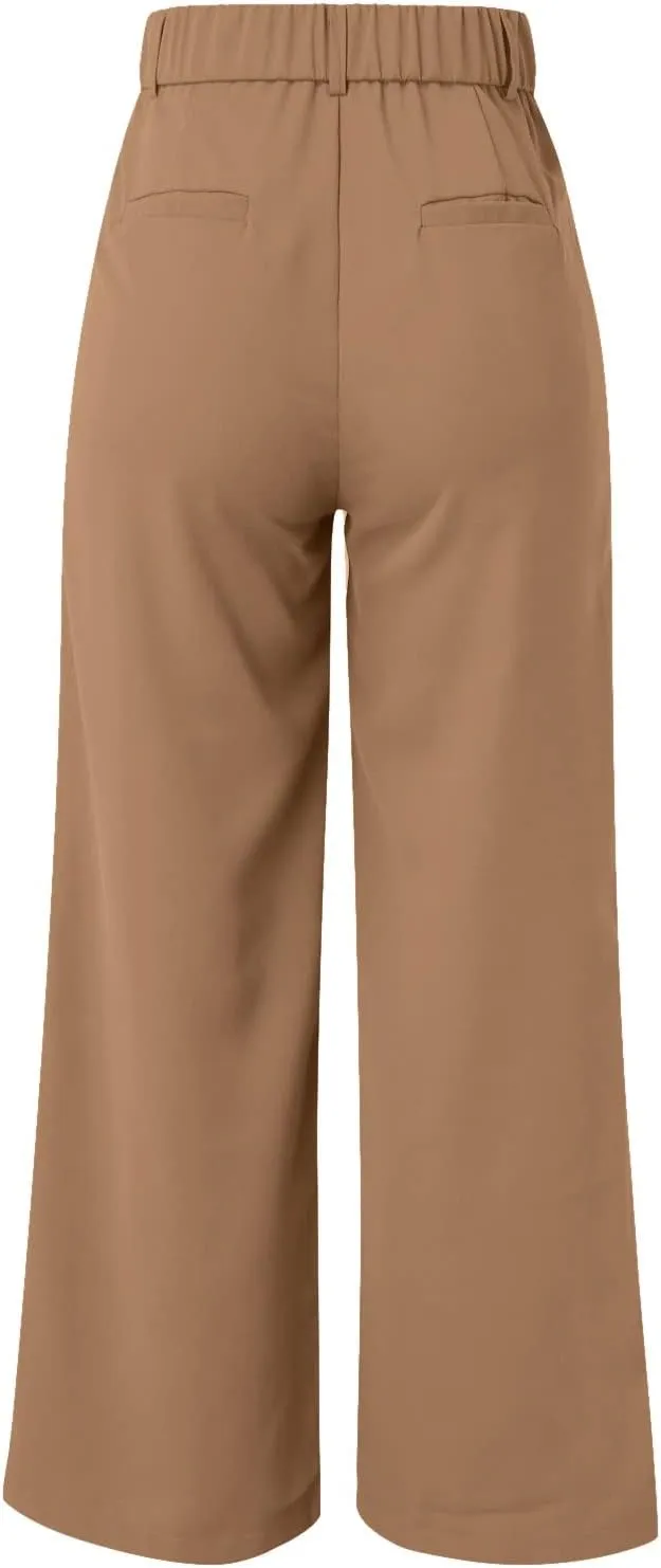 Womens Wide Leg Pants for Work Business Casual High Waisted Dress Pants Plus Size Trendy Elegant Flowy Trousers Office