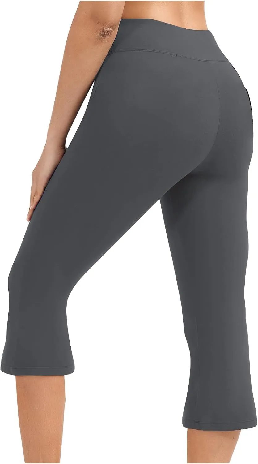 Womens Work Out Gym Yoga Stretch Jogger Pants for Women High Cut Flare Wide Leg Plain Boot Cut Leg Summer Fall 2025
