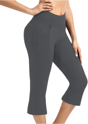Womens Work Out Gym Yoga Stretch Jogger Pants for Women High Cut Flare Wide Leg Plain Boot Cut Leg Summer Fall 2025