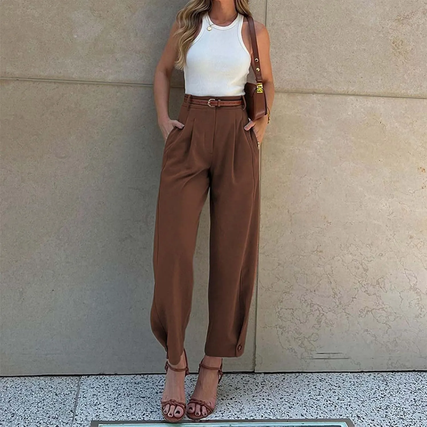 Work Pants Women Plus Size Wide Leg Dress Pants Business Pants High Waisted Chino Pants Casual Pants Hipster Trousers