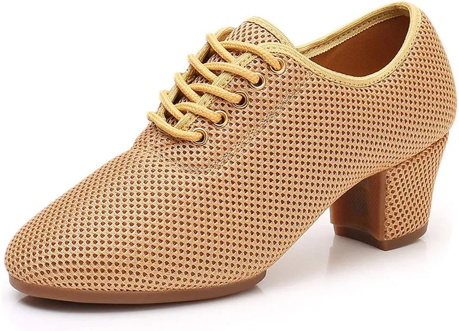 YKXLM Women's Mesh Jazz Modern Split-Sole Dance Shoes for Ballroom,Model LPWY112