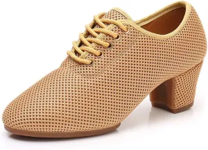 YKXLM Women's Mesh Jazz Modern Split-Sole Dance Shoes for Ballroom,Model LPWY112