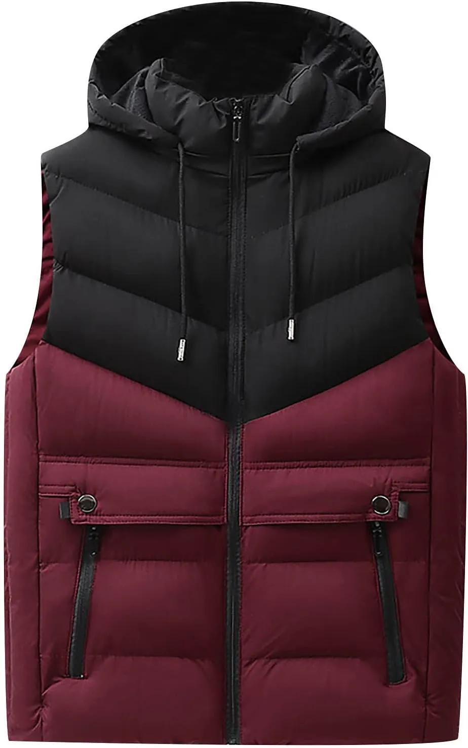 Ymosrh Men's Down Vest Lightweight Winter Vest Thicken Sleeveless Jacket With Hood Coats Puffer Vests Outerwear, L-6XL