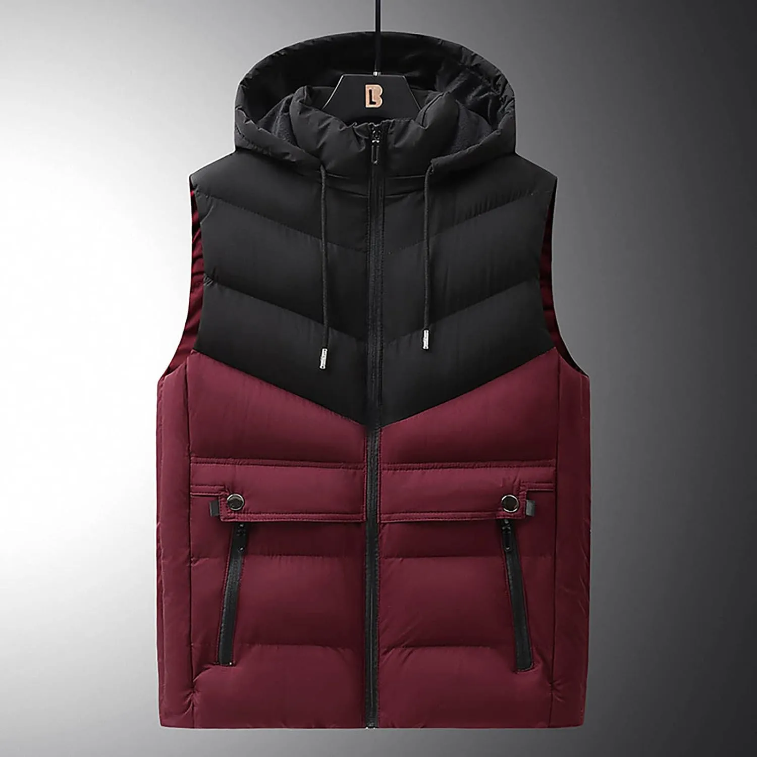 Ymosrh Men's Down Vest Lightweight Winter Vest Thicken Sleeveless Jacket With Hood Coats Puffer Vests Outerwear, L-6XL