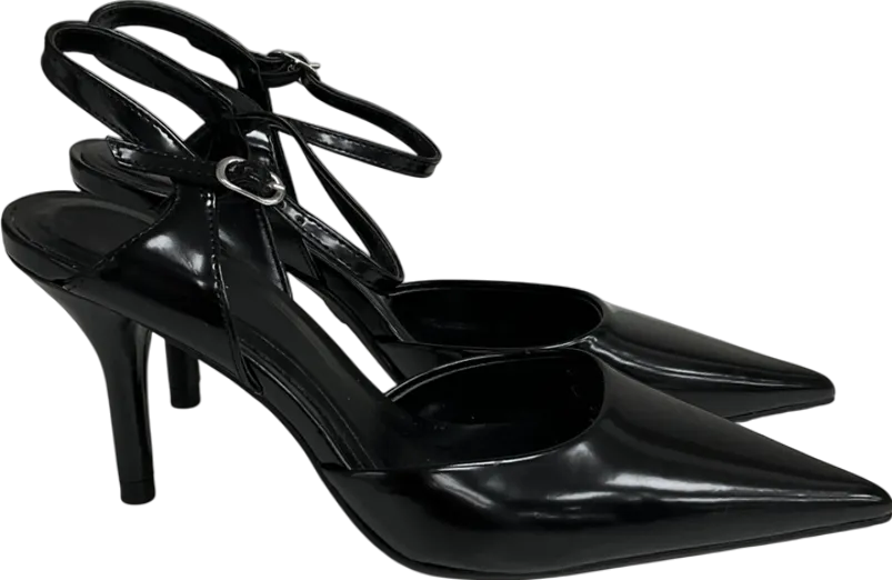 ZARA Black Slingback Strappy Heels UK 4 EU 37 