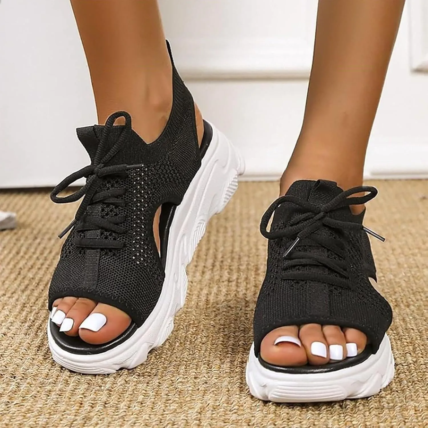 ZWRXW Women's Walking Sandals Thick Air Cushion Sport Slingback Elastic Band Platform Shoes Outdoor Beach Hiking BeachSport Sandal with Comfortable Plantar Fasciitis Arch Support
